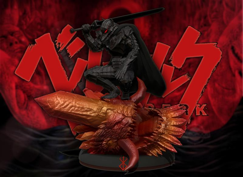 Berserk Guts vs Grunbeld 3d print statue
