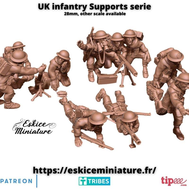 UK infantry with SUPPORTS weapons - 28mm