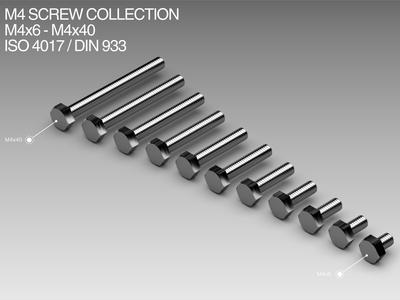 M4 Screw Collection M4x6-M4x40 ISO 4017 / DIN 933
