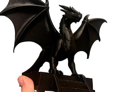 Majestic Dragon on Pedestal Fantasy Decor