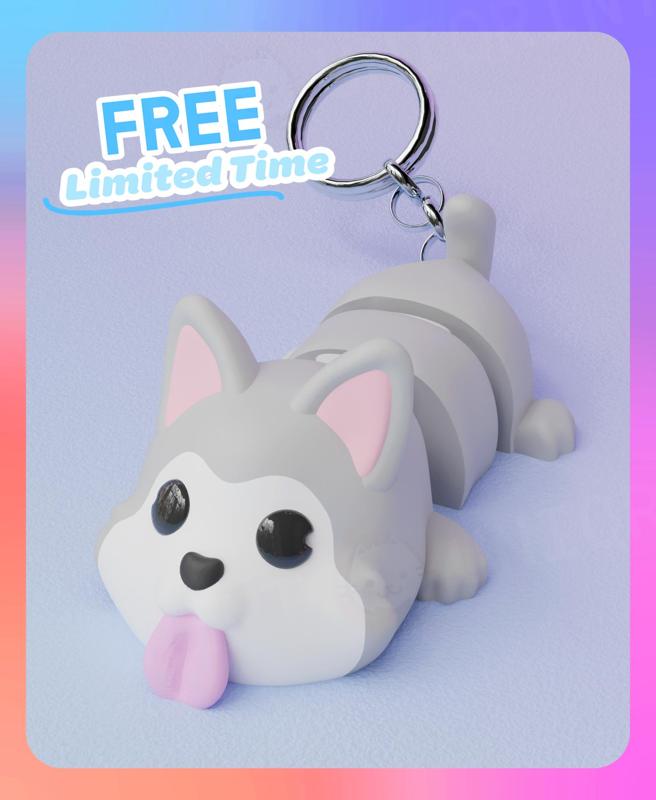 Flexi Husky Dog Keychain (Single Color)