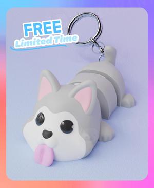 Flexi Husky Dog Keychain (Single Color)