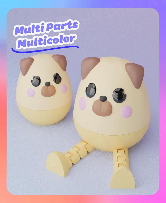 Flexi Pug Dog Egg Container (Multicolor & Separated Parts)