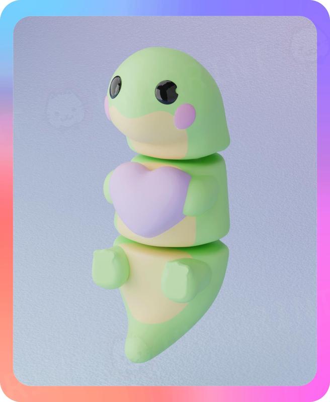 Flexi Dino and the Valentine’s Heart Keychain (Single Color)