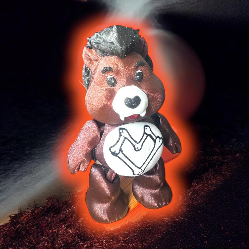 WereWolf Care Bear, Monster, Trick or Treat Bear, Flexi, Flexible, Print in Place, Articulate