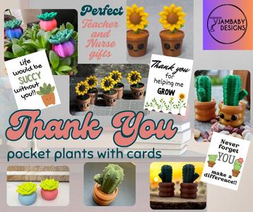 Thank You Pocket Plants and Cards- Perfect gifts for Teachers & Nurses