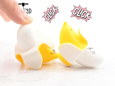 Cutie3D Peeled Banana Keycap Fidget Clicker Keychain - Cute Backpack Keychain