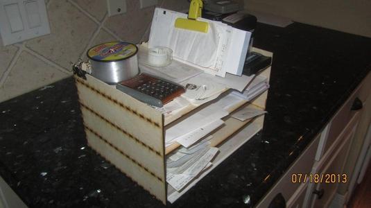 Office paper holder, organizer.  Laser Cut