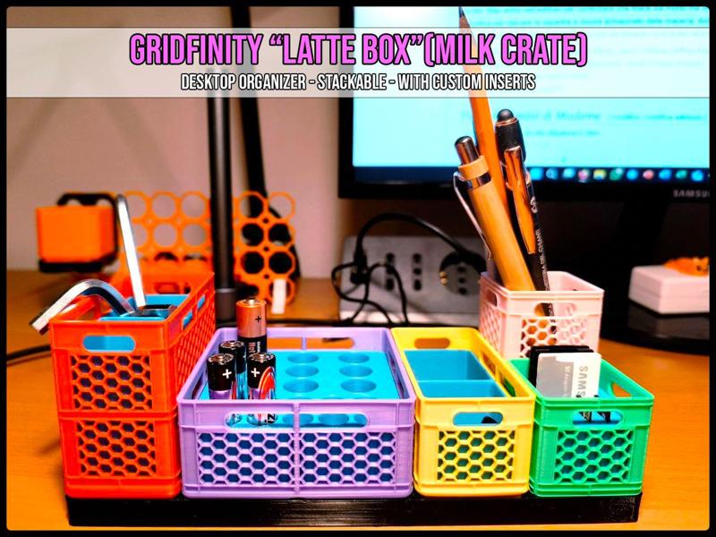 Gridfinity "Latte Box" (Milk Crane) - Desk Organizer