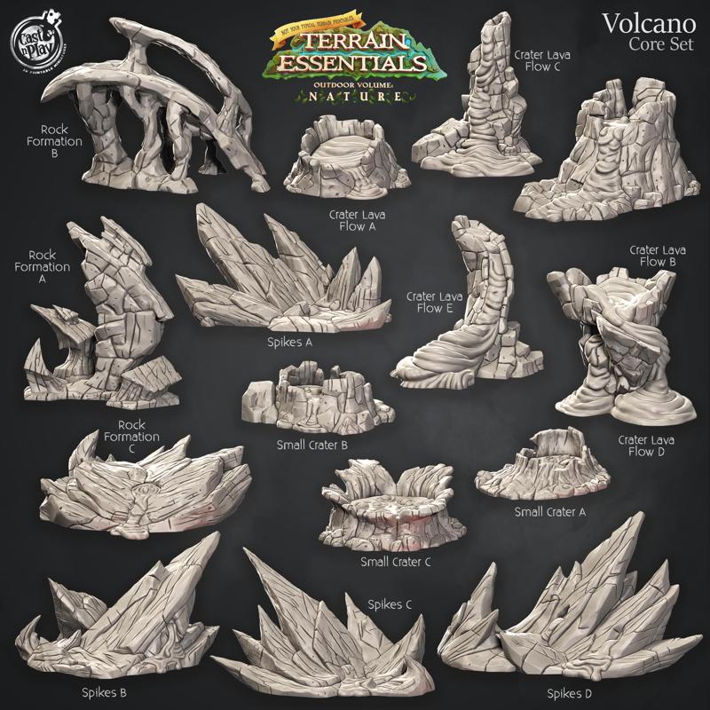 Volcano Terrain Set (Pre-Supported) - Terrain