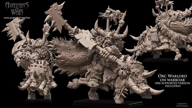 Orc Warboss on warboar (with shield or two weapons)