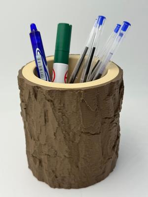 Wooden Log Pencil Pot