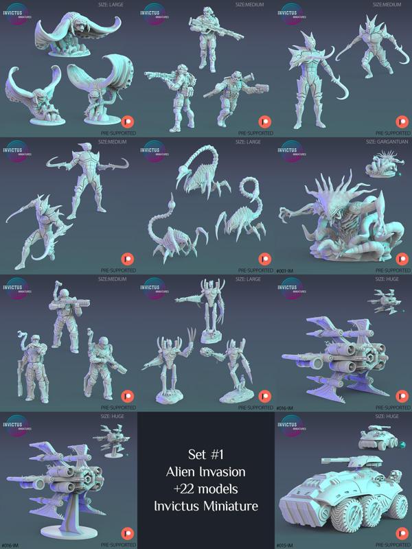 Alien Invasion Set / Sci-Fi Attack Encounters / Soldier Collection / Pre-Supported