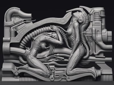 H R Giger Erotomechanics VII Sculpture Printable 3D Model