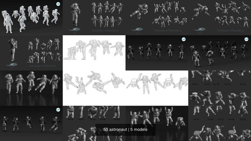 50 astronaut 3D Model Collection