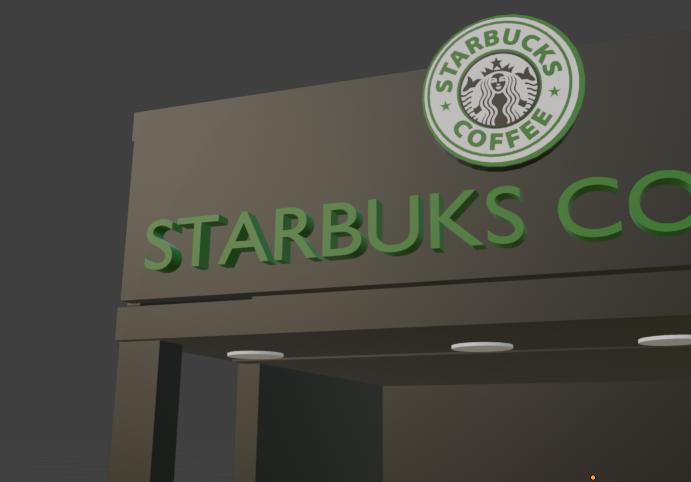 starbucks stund 3d model by blender black color