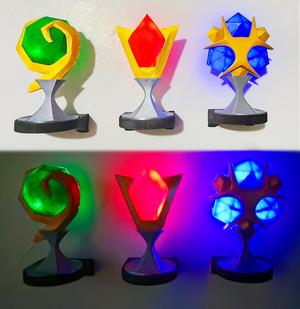 3 SPIRITUAL STONES FROM ZELDA OCARINA OF TIME: KOKIRI'S EMERALD, GORON'S RUBY, ZORA'S SAPPHIRE