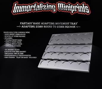Base Adapting Movement Tray 25mm Round to 25mm Square 6x