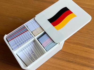 Box for cards with German learning words