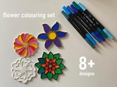 flower blossom colouring set 