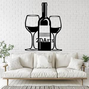 Wine Bottle with Glasses 2D Wall Art/Window Art - Digital STL & SVG File for 3D Printing or Laser Cu