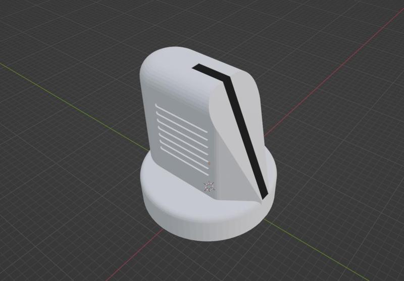 Airbus-style dimmer/rotary switch knob with pointer-inlay 80% scale for 6mm knurrled axis