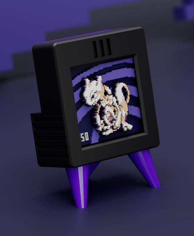 POKEMON MEWTWO - Pixel Voxel Art Frame (No support, 3MF included)