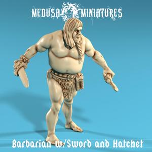 Barbarian Bad Boy with sword and hatchet STL Miniature