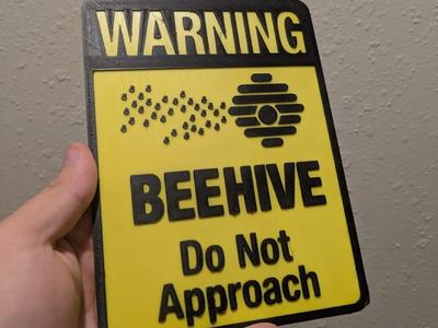 Beehive warning sign