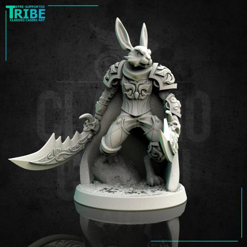 (0164) Male rabbitfolk warrior with two swords