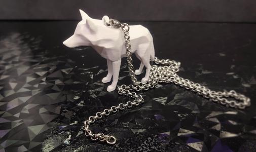 Elegant Low-poly Wolf Pendant (keychain)