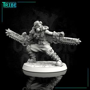(0105) Male post-apocalyptic warrior with chainsaws
