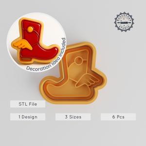 Magic Boot Shape Cutter & Stamp Set, Cookie & Fondant Craft Tool, 6 Pieces in S/M/L, Fantasy & Magical Baking Decor PRODUCT_249