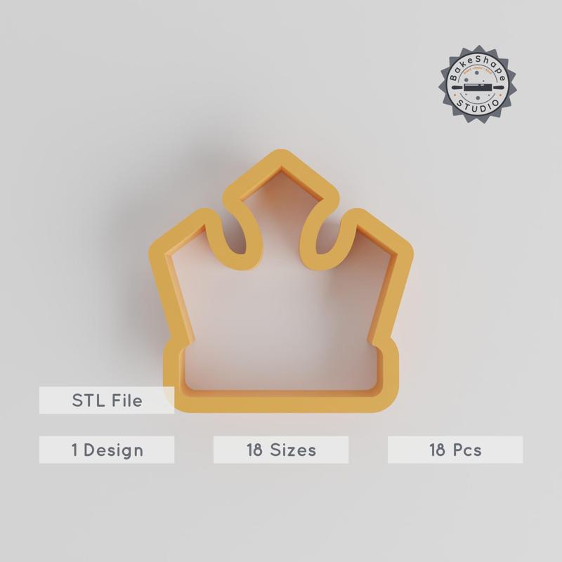 18-Piece Crown Shape Cutter Bundle, 3D Printable, Various Sizes for Cookies, Fondant & Clay, Royal & Princess Designs PRODUCT_160