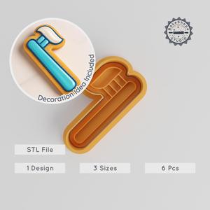 Toothpaste Shape Cutter & Stamp, Cookie & Fondant Tool, 3 Sizes, Dental Care Design Set PRODUCT_491