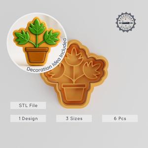 Leaf Plant Cookie Cutter & Stamp, Perfect for Fondant, 6-Piece Set with 3 Sizes, Greenery Design PRODUCT_414