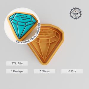 Gem Shape Cutter & Stamp Set, 6 Pieces for Cookies & Fondant, Small, Medium, Large Sizes PRODUCT_697