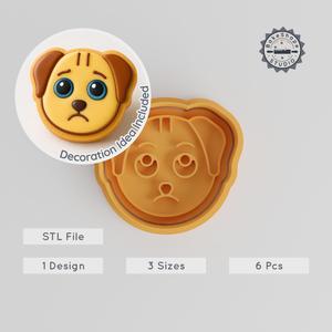Sad Dog Cookie Cutter & Stamp Set, Animal Biscuit Molds for Fondant, 6 Pieces, Sizes S/M/L PRODUCT_880