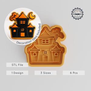 Haunted House Shape Cutter & Stamp Set, Fondant & Cookie Decorating, Halloween Horror Theme, S/M/L Sizes PRODUCT_654
