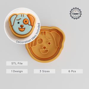 Observer Cookie & Fondant Cutter Stamp, Animal Dog Design, 3 Sizes S/M/L, 6-Piece 3D STL File Set PRODUCT_871