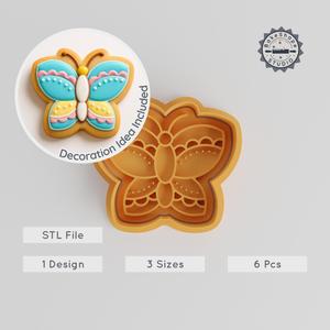 Butterfly Shape Cutter & Stamp Set, Perfect for Cookies & Fondant, 6-Piece Collection, S/M/L Sizes PRODUCT_791