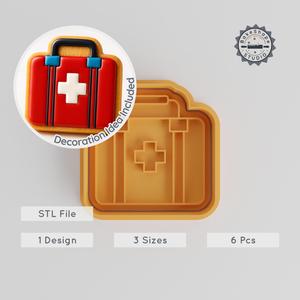First Aid Kit Cookie & Fondant Shape Cutter Stamp Set, Medical Emergency Design, 6 Piece Size Variety S M L PRODUCT_508