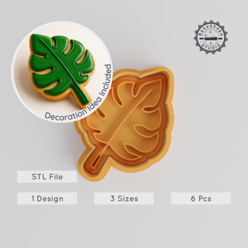 Leaf Shape Cutter & Stamp Set, Nature Plant Fondant & Cookie Decor, 6-Piece, 3 Sizes PRODUCT_1013