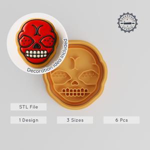 Demon Cookie Cutter & Stamp Set, Scary Face, Halloween Baking, Fondant Tools, 3 Sizes, Horror Theme, Spooky Emoji, Terrifying Creature PRODUCT_975