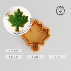 Maple Leaf Shape Cutter & Stamp, Cookie & Fondant, Nature Leaf, 6 Piece Set, Sizes S/M/L PRODUCT_15