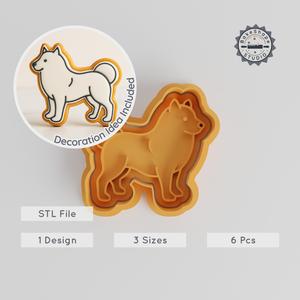 Samoyed Cookie Cutter & Stamp Set, White Fluffy Dog Design, 6 Pieces, Small/Medium/Large Sizes, Perfect for Cookies & Fondant PRODUCT_302