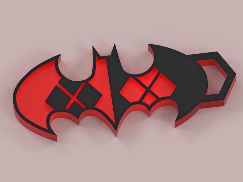 Harley Quinn Batman Symbol Keychain 