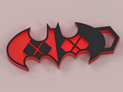 Harley Quinn Batman Symbol Keychain 