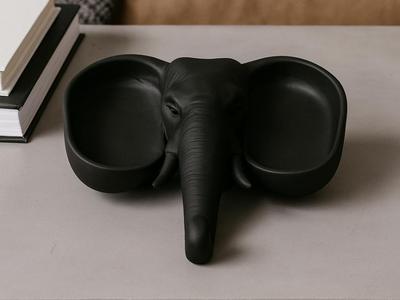 Elephant Spirit Tray – Matte Black Dual Bowl