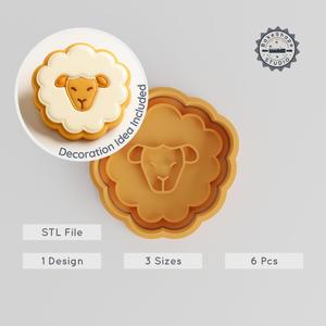 Sheep Cutter & Stamp Set, Animal Cookie & Fondant Mold, Farm Theme, 3 Sizes, 6 Piece Collection PRODUCT_1280
